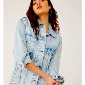 NEW Free People Long and Lean Denim Jacket